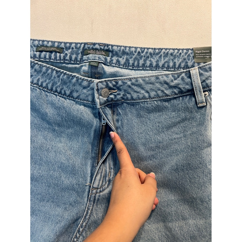 Wild Fable Womens Plus Size 24 Mid Rise Ultra Wide Leg Distressed Jeans Blue NWT - Picture 5 of 10
